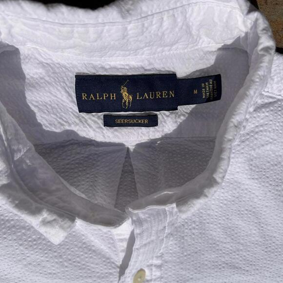 Polo Ralph Lauren White Seersucker Short Sleeve Button Down - Picture 4 of 5